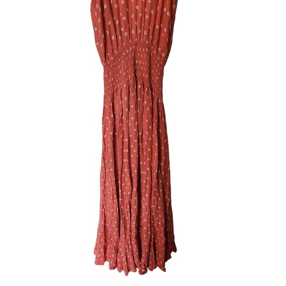 VICI Floral Print Flowy Maxi Dress Coral Orange size M Medium - Picture 11 of 12